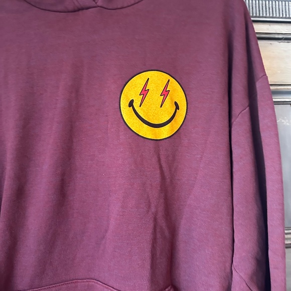 Aviator Nation Will Ferrell Bolt Smiley Relaxed Pullover Hoodie Plum Unisex XL - Picture 4 of 10